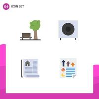 Set of 4 Modern UI Icons Symbols Signs for bench document tree electronics real Editable Vector Design Elements