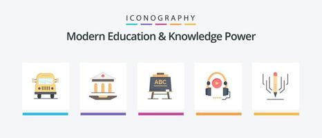 Modern Education And Knowledge Power Flat 5 Icon Pack Including digital . education. learining. language course . language. Creative Icons Design vector