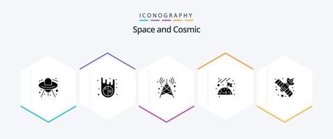 paquete de iconos de 25 glifos de espacio que incluye . espacio. señal. satélite. espacio vector