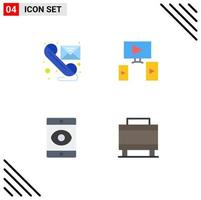 Pictogram Set of 4 Simple Flat Icons of email spy send video luggage Editable Vector Design Elements