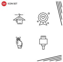 Pictogram Set of 4 Simple Filledline Flat Colors of hanger fingerprint hotel father recognition Editable Vector Design Elements