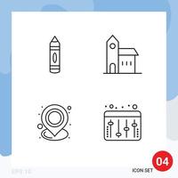 4 User Interface Line Pack of modern Signs and Symbols of drawing holder sketch church map Editable Vector Design Elements