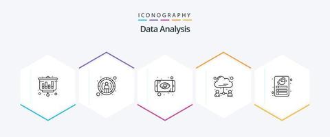 Data Analysis 25 Line icon pack including file. user. data. document. business vector