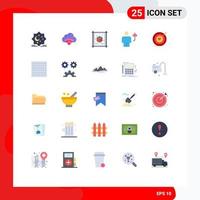 User Interface Pack of 25 Basic Flat Colors of umbrella human signal body sheet Editable Vector Design Elements