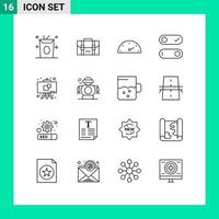 16 Universal Outlines Set for Web and Mobile Applications human education gauge chalkboard switch Editable Vector Design Elements