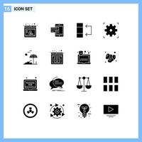 16 Creative Icons Modern Signs and Symbols of setting cinema credit table data Editable Vector Design Elements