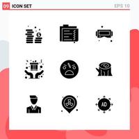 User Interface Pack of 9 Basic Solid Glyphs of dead gift folder christmas smart Editable Vector Design Elements