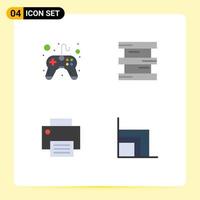 4 iconos planos universales establecidos para aplicaciones web y móviles dispositivos de control hardware de química de videojuegos elementos de diseño vectorial editables vector