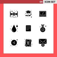 9 iconos creativos signos y símbolos modernos de chat dispositivo de twitter bebida de agua elementos de diseño vectorial editables vector