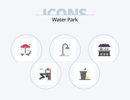 diseño de iconos del paquete de iconos planos del parque acuático 5. . . jardín. parque. castillo de arena vector