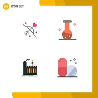 Modern Set of 4 Flat Icons Pictograph of archery factory wedding biology smoke Editable Vector Design Elements