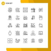 25 Universal Lines Set for Web and Mobile Applications eye health crain shop construction product Editable Vector Design Elements