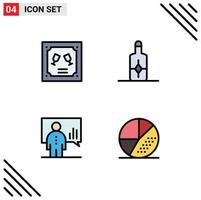 Set of 4 Modern UI Icons Symbols Signs for card chart letter sunblock presentation Editable Vector Design Elements