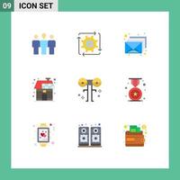 Set of 9 Modern UI Icons Symbols Signs for solar house operation energy envelop Editable Vector Design Elements