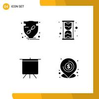 Modern Set of 4 Solid Glyphs and symbols such as trust deck protect hour banking Editable Vector Design Elements