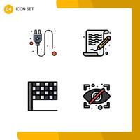 4 User Interface Filledline Flat Color Pack of modern Signs and Symbols of electric block art file private Editable Vector Design Elements