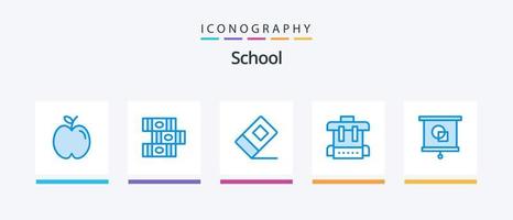 paquete de iconos azul escolar 5 que incluye . proyector. borrador. educación. escuela. diseño de iconos creativos vector