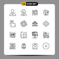 16 Creative Icons Modern Signs and Symbols of efficiency finger sale click satellite Editable Vector Design Elements