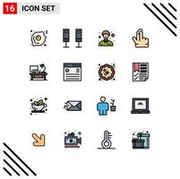 Set of 16 Modern UI Icons Symbols Signs for office table table lamp male touch gesture Editable Creative Vector Design Elements