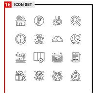 16 User Interface Outline Pack of modern Signs and Symbols of badge searching forbidden search healthcare Editable Vector Design Elements