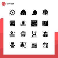 16 Universal Solid Glyphs Set for Web and Mobile Applications cleander property museum pin spring Editable Vector Design Elements