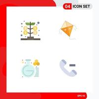 4 Creative Icons Modern Signs and Symbols of fund lab money flying call Editable Vector Design Elements