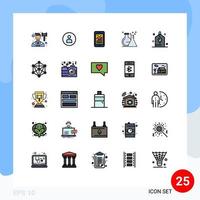 Concepto de color plano de 25 líneas rellenas para sitios web móviles y aplicaciones laboratorio de pruebas ui matraz elementos de diseño de vectores editables móviles