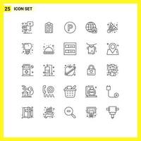 Line Pack of 25 Universal Symbols of game badminton training server settings world Editable Vector Design Elements