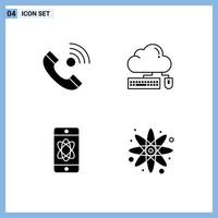 Group of Solid Glyphs Signs and Symbols for call data incoming keyboard science Editable Vector Design Elements