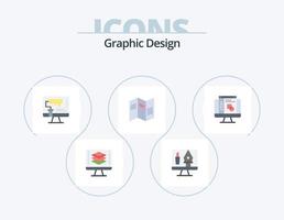 Graphic Design Flat Icon Pack 5 Icon Design. graphic designing. news. computer. map. tool vector