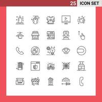 25 User Interface Line Pack of modern Signs and Symbols of tv image technology devices flag Editable Vector Design Elements