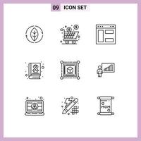 9 Thematic Vector Outlines and Editable Symbols of box cancer shopping book website Editable Vector Design Elements