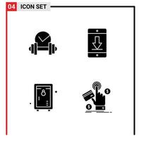 Group of 4 Modern Solid Glyphs Set for dumbbell locker sport devices park Editable Vector Design Elements