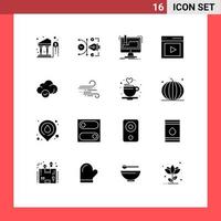 16 User Interface Solid Glyph Pack of modern Signs and Symbols of user content editable communication production Editable Vector Design Elements