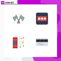 Pack of 4 creative Flat Icons of axe firework field carnival transport Editable Vector Design Elements