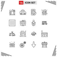 Group of 16 Outlines Signs and Symbols for drip dry care mobile sauna bamboo Editable Vector Design Elements