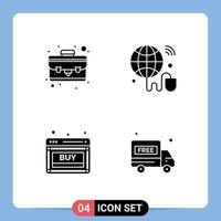 4 Solid Glyph concept for Websites Mobile and Apps case online internet of things world web Editable Vector Design Elements