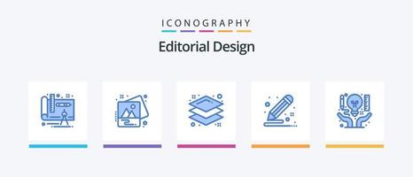 paquete de iconos azul 5 de diseño editorial que incluye negocios. ocurrencia. capa. pintura. documento. diseño de iconos creativos vector