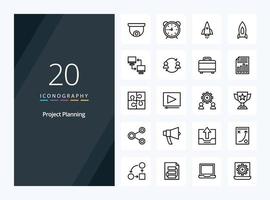 20 Project Planing Outline icon for presentation vector