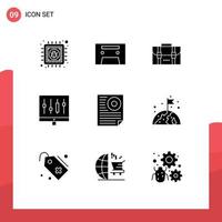 9 iconos creativos signos y símbolos modernos del gráfico de bolsa de mercado de documentos elementos de diseño vectorial editables vector