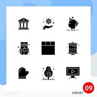 User Interface Pack of 9 Basic Solid Glyphs of layout shopping imaginative shopping marketplace Editable Vector Design Elements