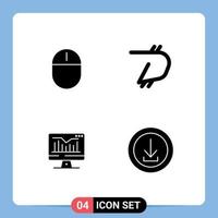 4 Universal Solid Glyph Signs Symbols of computers computer hardware coin graph Editable Vector Design Elements