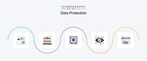 Data Protection Flat 5 Icon Pack Including programming. coding. safe. security. eye vector