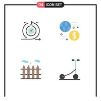 conjunto moderno de 4 iconos y símbolos planos, como transacciones ágiles, intercambio rápido, bienes raíces, elementos de diseño vectorial editables vector