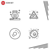 Modern Set of 4 Filledline Flat Colors Pictograph of burner donuts spa signs sweet Editable Vector Design Elements