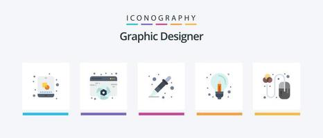 paquete de iconos planos de diseñador gráfico 5 que incluye idea. creativo. web. negocio. liquidador. diseño de iconos creativos vector