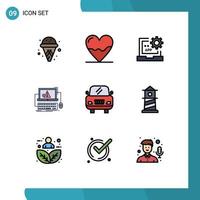 Filledline Flat Color Pack of 9 Universal Symbols of system error app crash programming Editable Vector Design Elements