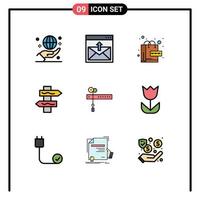 Modern Set of 9 Filledline Flat Colors and symbols such as decoration navigation email index web Editable Vector Design Elements