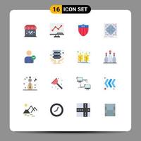 16 Universal Flat Color Signs Symbols of user grid shield matrix infrastructure Editable Pack of Creative Vector Design Elements