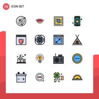 Pictogram Set of 16 Simple Flat Color Filled Lines of security user computer notification app Editable Creative Vector Design Elements